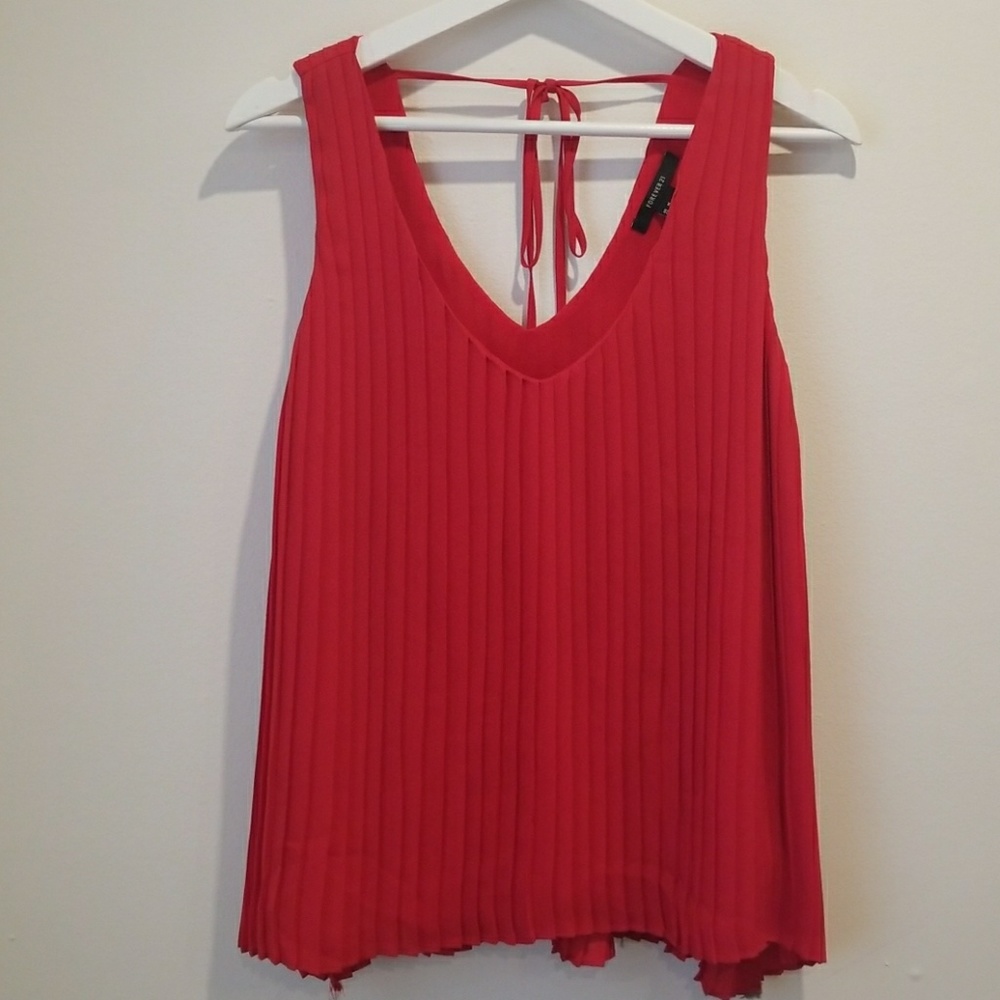 Pleated Red Shirt with Back Tie Design